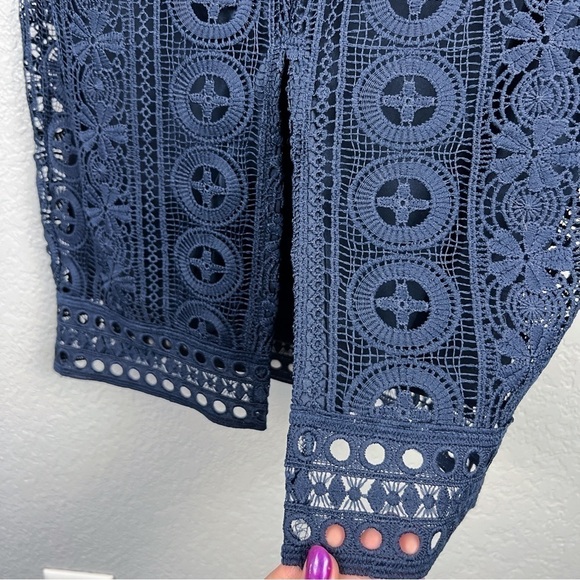 Lulus NWT Cocktail Ready Navy Blue Crochet Lace Midi Dress M - Feminine, Romance - Picture 9 of 14